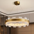 Elegant Spanish Alabaster Round Chandelier 31.5
