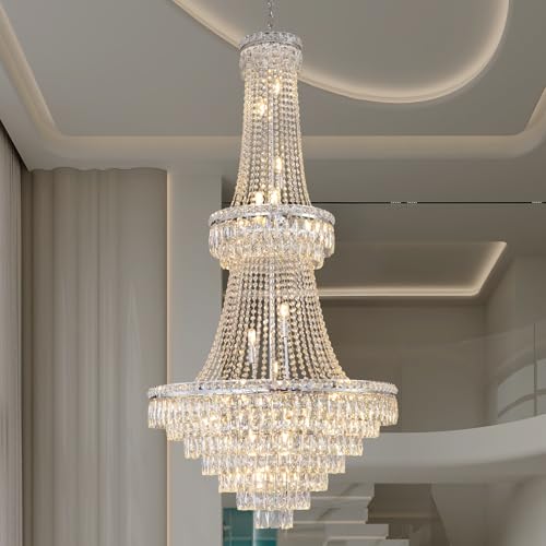 Chrome 24 - Light Crystal Chandelier for High Ceilings - Camilalamps - CA-B0FPX75D2H
