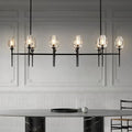 Modern Black 8 - Light 52in Rectangle Crystal Pendant Chandelier for Dining - Camilalamps - CA-B0DD45QJZT