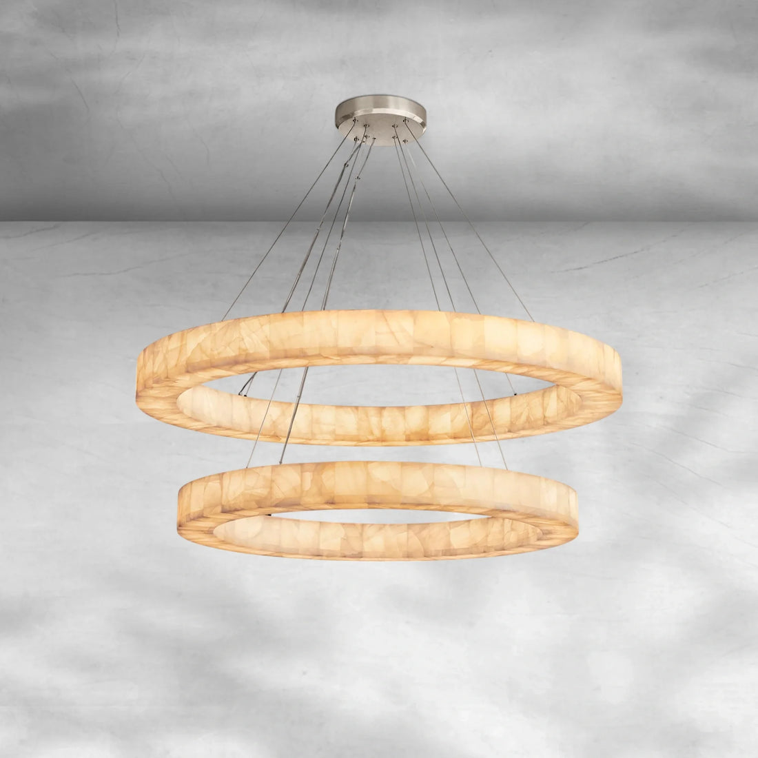 Rivaga 2 - Tier Round Calcite Chandelier 60" - Camilalamps - CA-DE2023-C0712