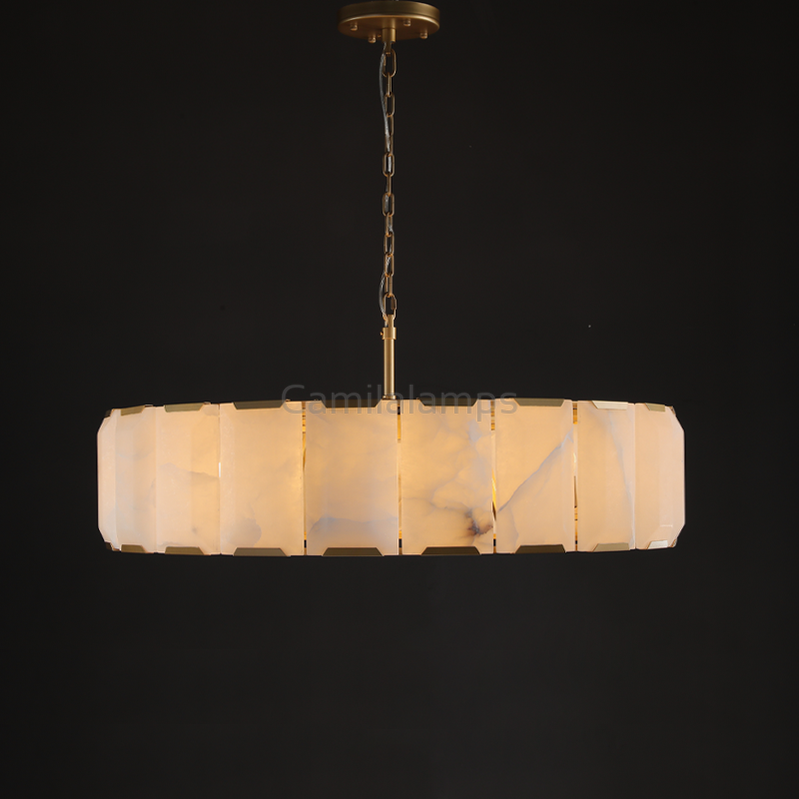 Harlew Alabaster Elegant Round Chandelier