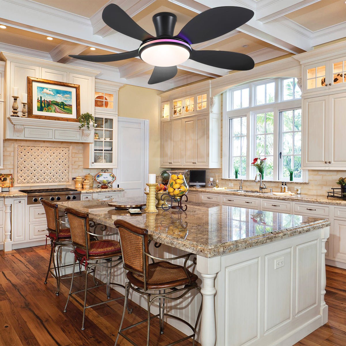 Modern LED Ceiling Fans Low Profile Ceiling Fans with Lights 6 Speeds 48" - Camilalamps - CA - CFWL - 013