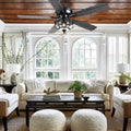 Ceiling Fans with Light and Remote Waterproof Wet Rated Ceiling Fan, 6 Speeds Modern Black Fan Lights 52