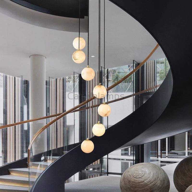 Roden Alabaster Global Pendant Chandelier For Staircase, Spiral Global Pendant chandelier Kevinstudiolives   