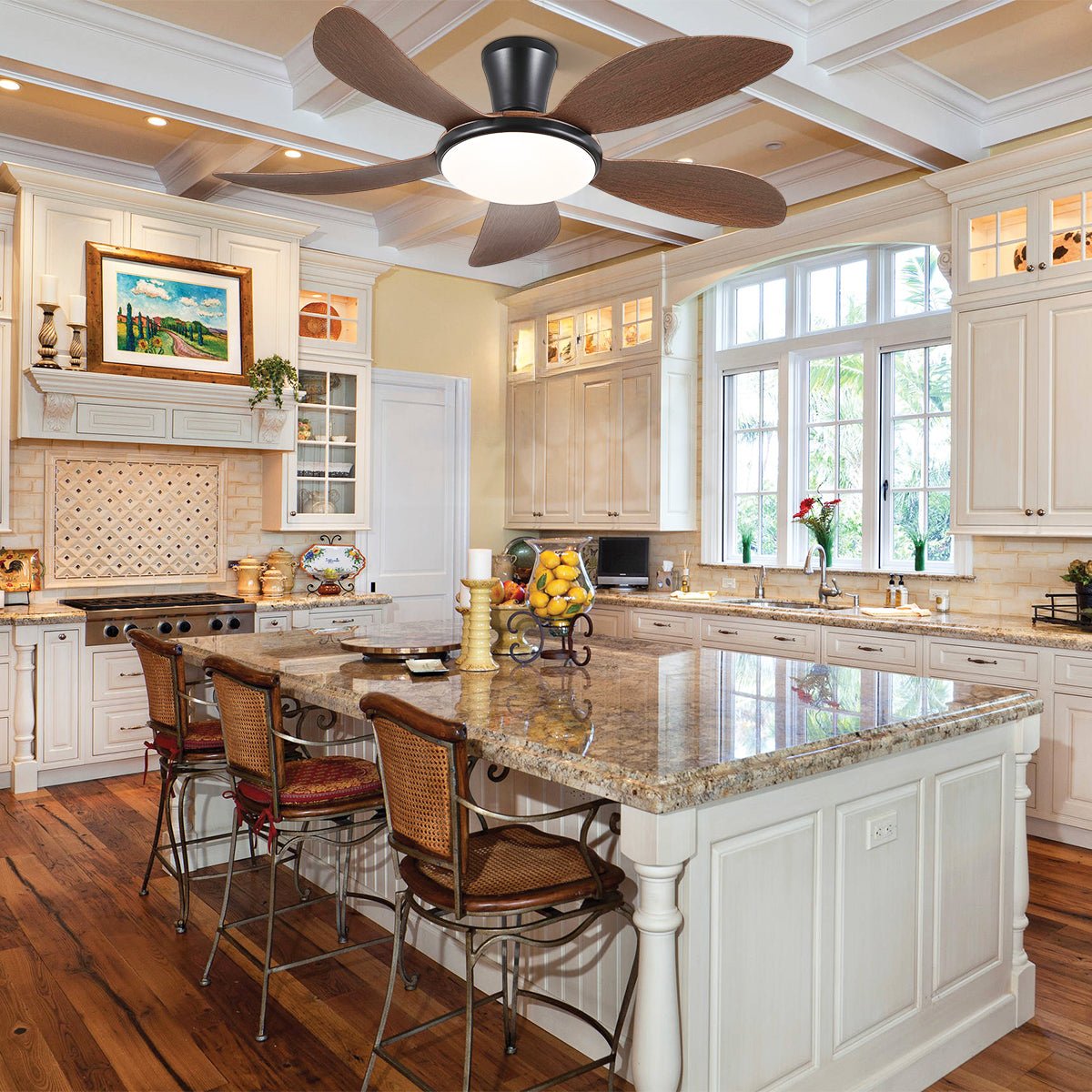 Modern LED Ceiling Fans Low Profile Ceiling Fans with Lights 6 Speeds 48" - Camilalamps - CA - CFWL - 013