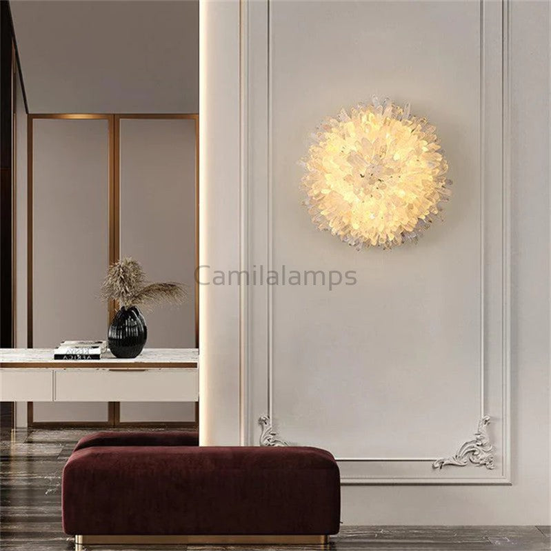 Haroldo Modern Rock Crystal Wall Sconce For Bedroom Wall Sconce Kevin Studio Inc   