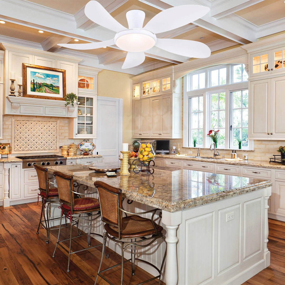 Modern LED Ceiling Fans Low Profile Ceiling Fans with Lights 6 Speeds 48" - Camilalamps - CA - CFWL - 013