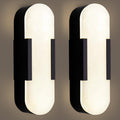 19.7'' Wall Sconces Set of 2, Natural Alabaster Wall Light, Indoor Vanity Light Fixtures for Bathroom,Black Bedside Wall Lamp Perfect for Hallway, Living Room,Bedroom,Stairs(Gift Bulb) - Camilalamps - B0CHYF6GY5