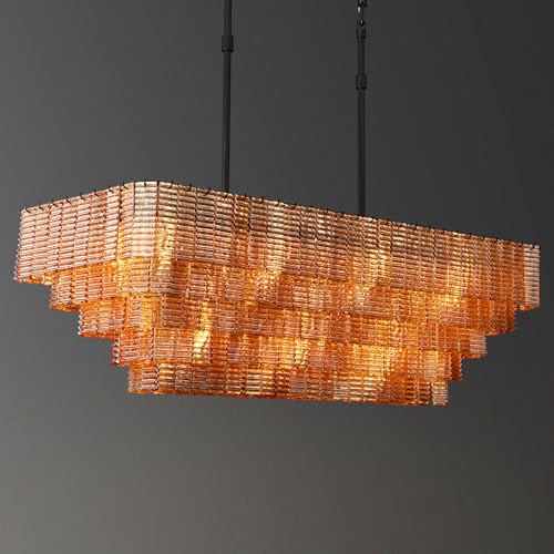 41" Extra Large Amber Glass 18 - Light Black Round Chandelier - Camilalamps - CA-B0FPM8S4JQ