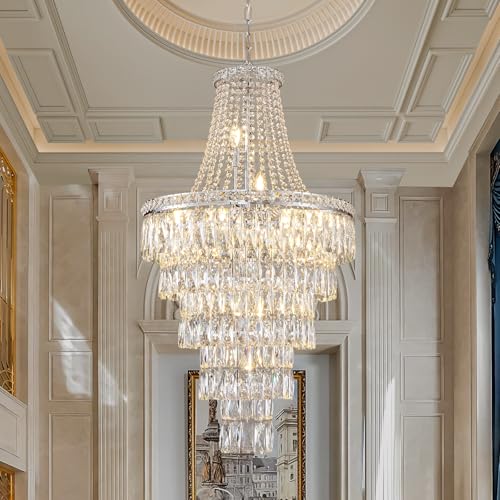 Chrome 24 - Light Crystal Chandelier for High Ceilings - Camilalamps - CA-B0FPX75D2H