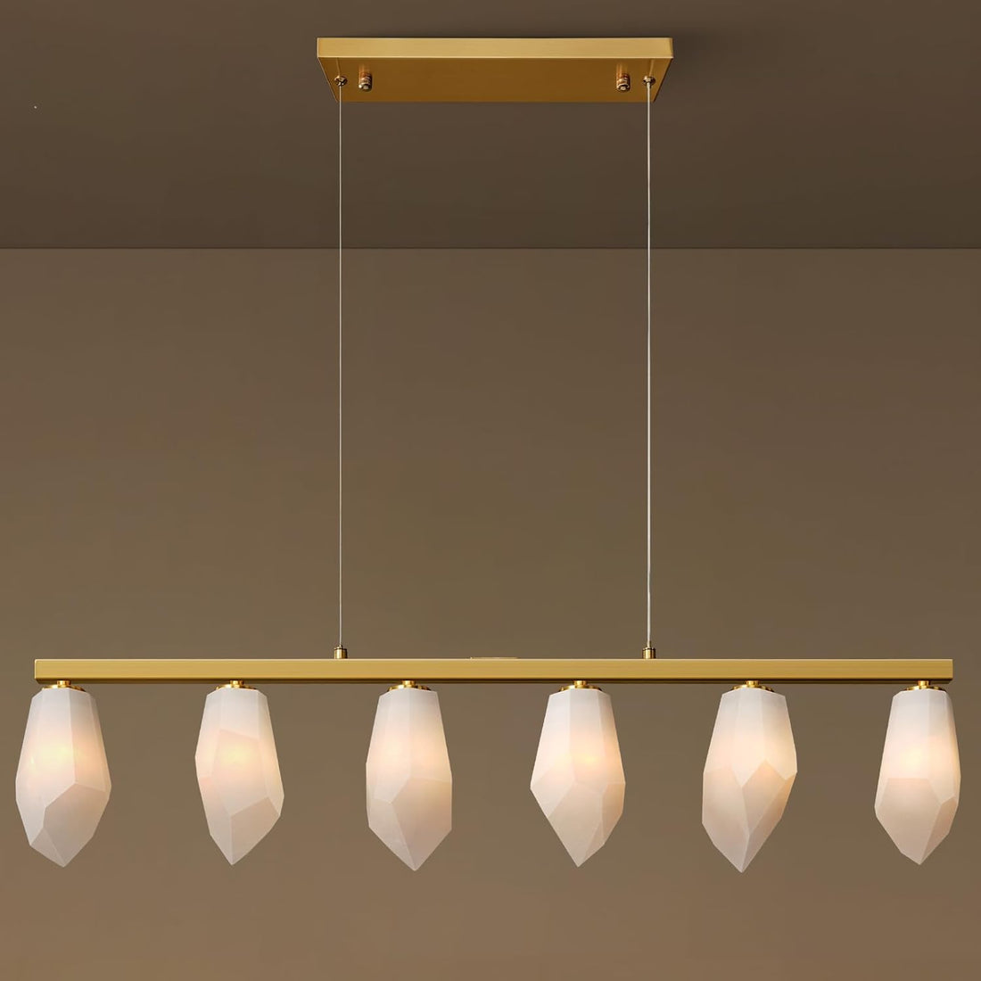 Elegant Gold Alabaster 6 - Light Linear Chandelier for Dining - Camilalamps - CA-B0FPM23N4B
