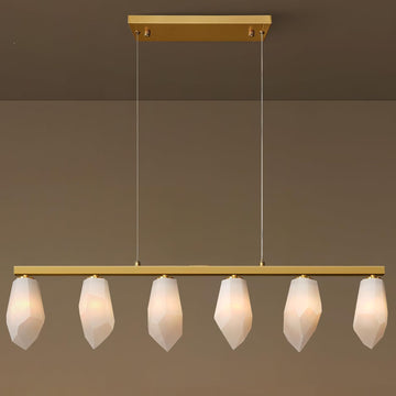 Elegant Gold Alabaster 6 - Light Linear Chandelier for Dining - Camilalamps - CA-B0FPM23N4B