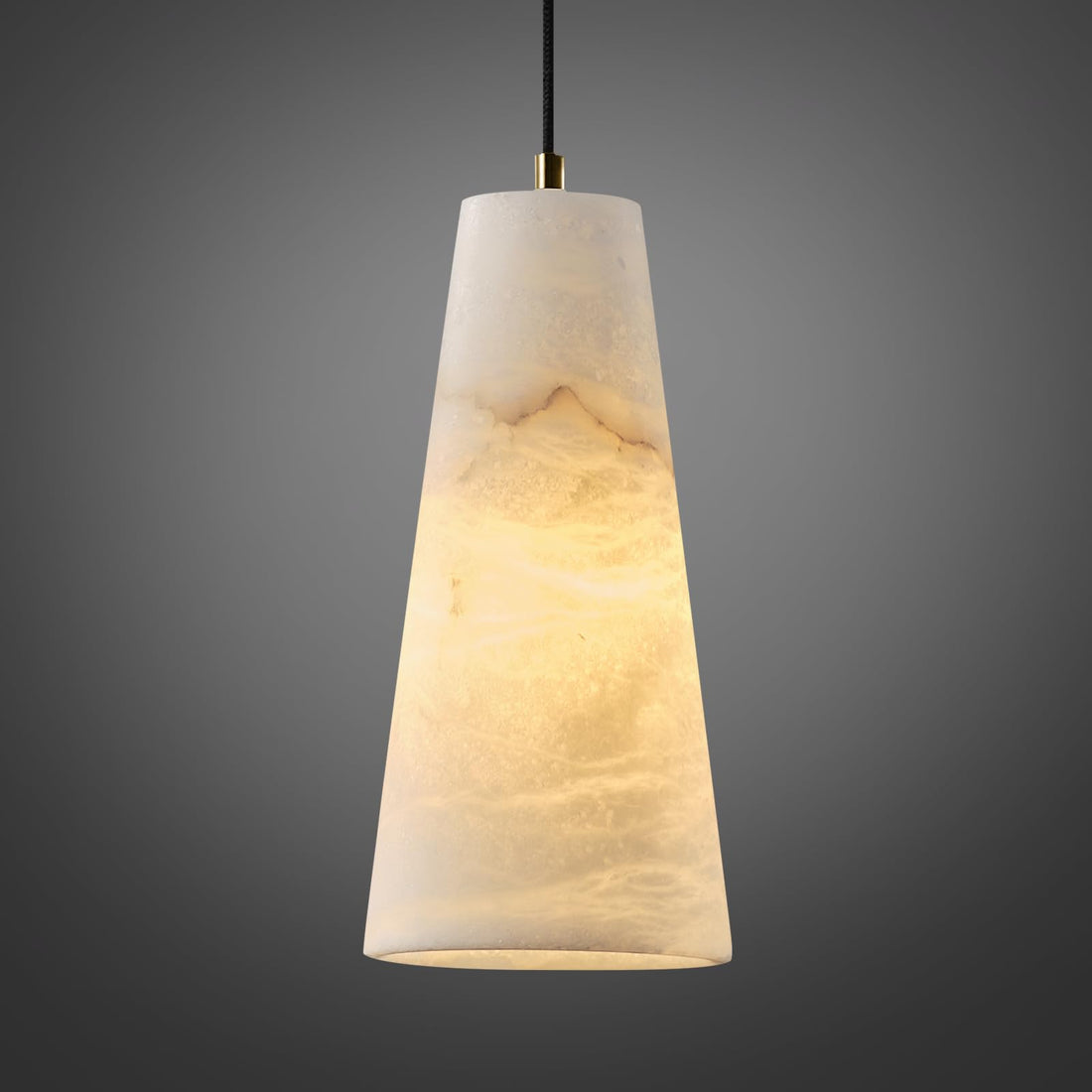 Alabaster Pendant Lights Kitchen Island 2 Pack, H-10in White Pendant Light Fixtures, Marble Conical Shade Black, Light Pendant for Bedroom Bathroom Dining Room Living Room (Dimmable Bulbs INCL)