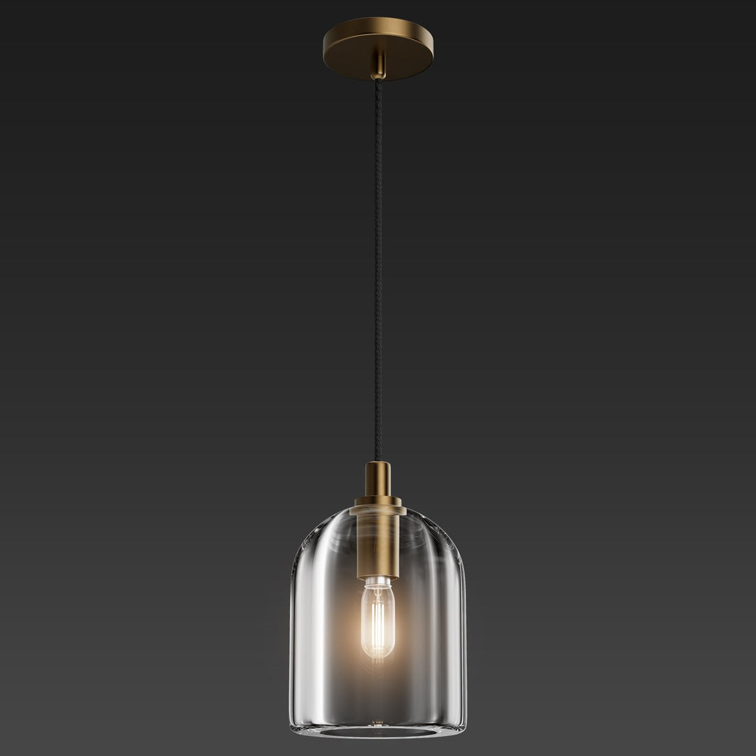 Black Crystal Hemisphere Pendant Light, Kitchen Pendant Lighting Over Island, Farmhouse Pendant Light for Indoor Kitchen Island Dining Room Living Room Bedroom Bathroom, E12 Bulb Included