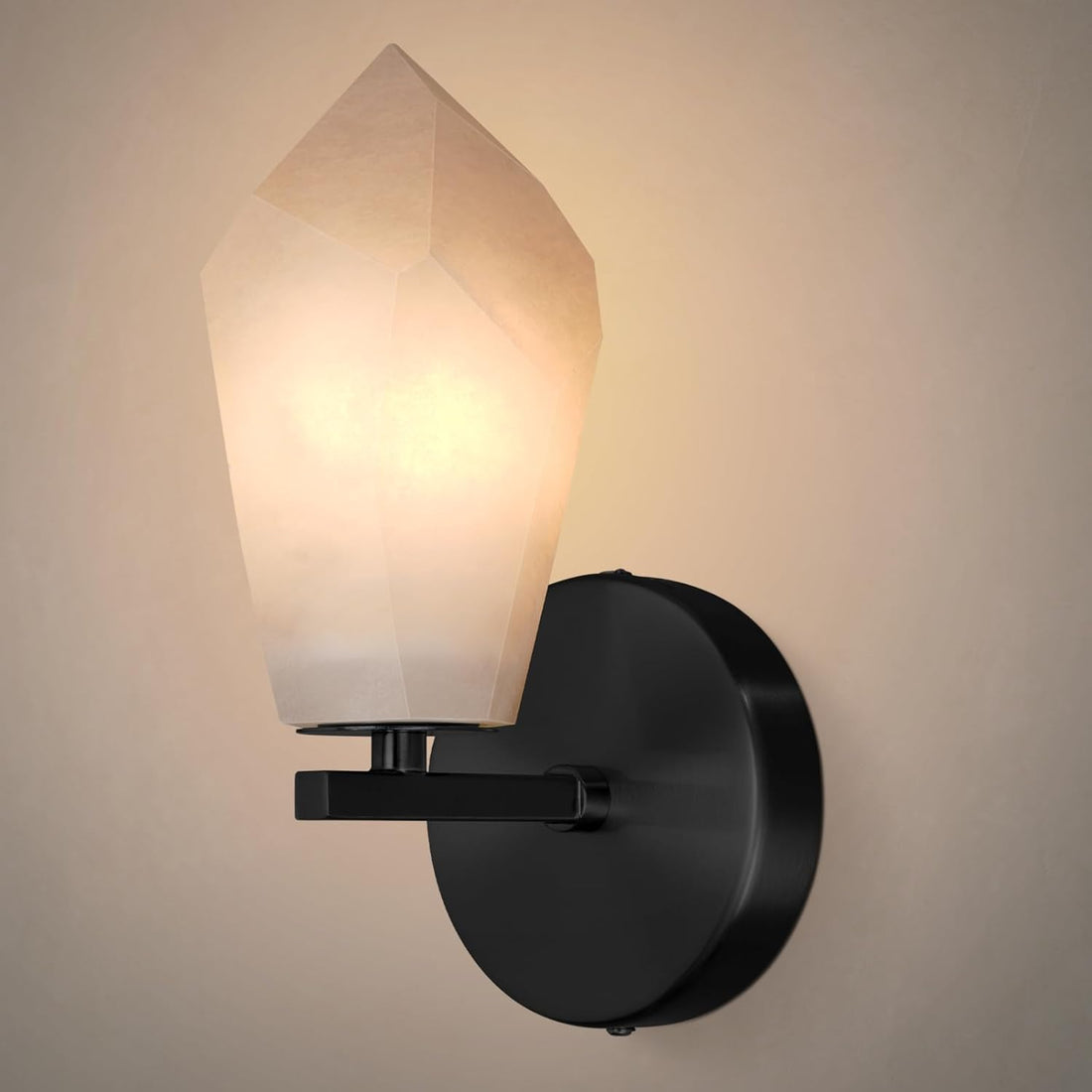Elegant Black Alabaster Wall Sconce with Dimmable LED Light - Camilalamps - CA-B0FJRHJ1K9