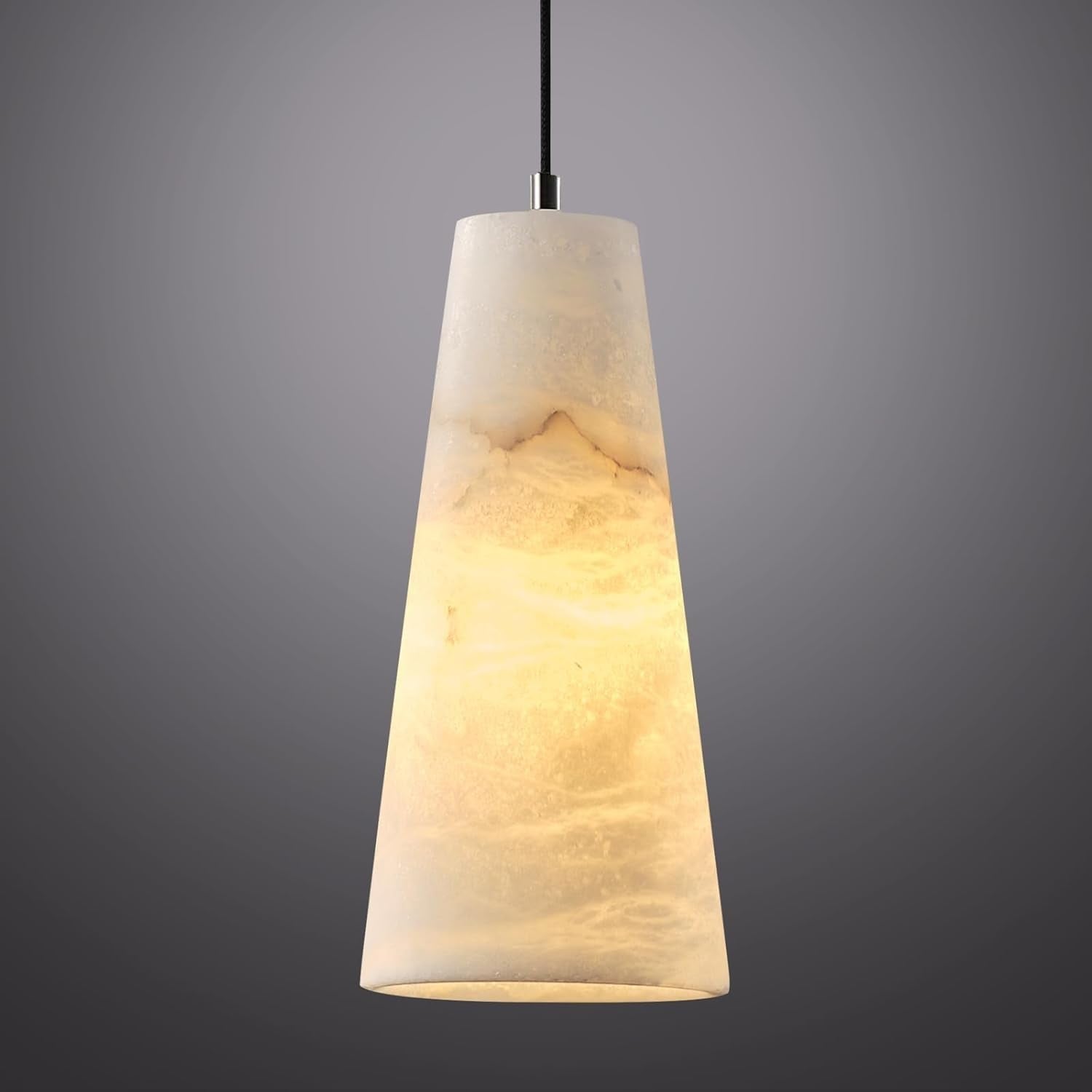 Alabaster Pendant Lights Kitchen Island,White Pendant Light Set of 2, Marble Shade Brass Cone Lighting Fixtures for Bedroom Bathroom Dining Room Living Room H-10in (Bulbs INCL)