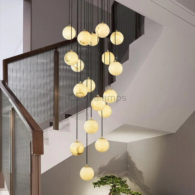 Roden Alabaster Global Pendant Chandelier For Staircase, Spiral Global Pendant chandelier Kevinstudiolives   