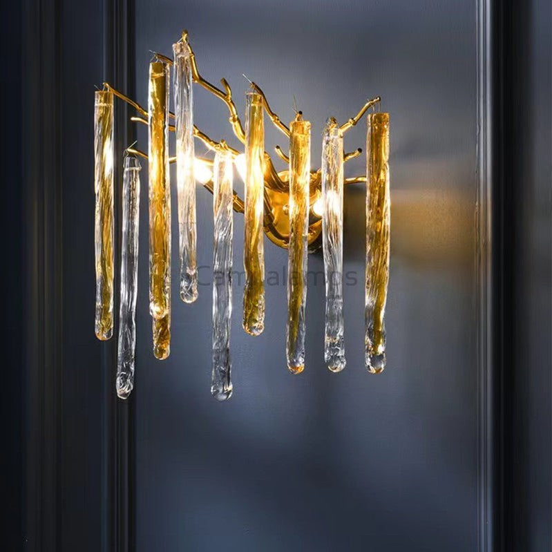 Kevin Krios Modern Round Gold Clear Crystal Tube Wall Sconce  For Bedroom Wall Light Fixtures Kevinstudiolives   