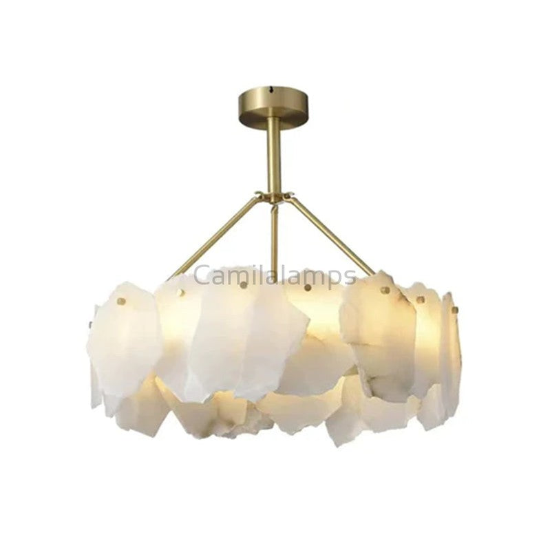 Noah Alabaster Modern Snowflake Round Chandelier chandelier Kevinstudiolives D17.8"  