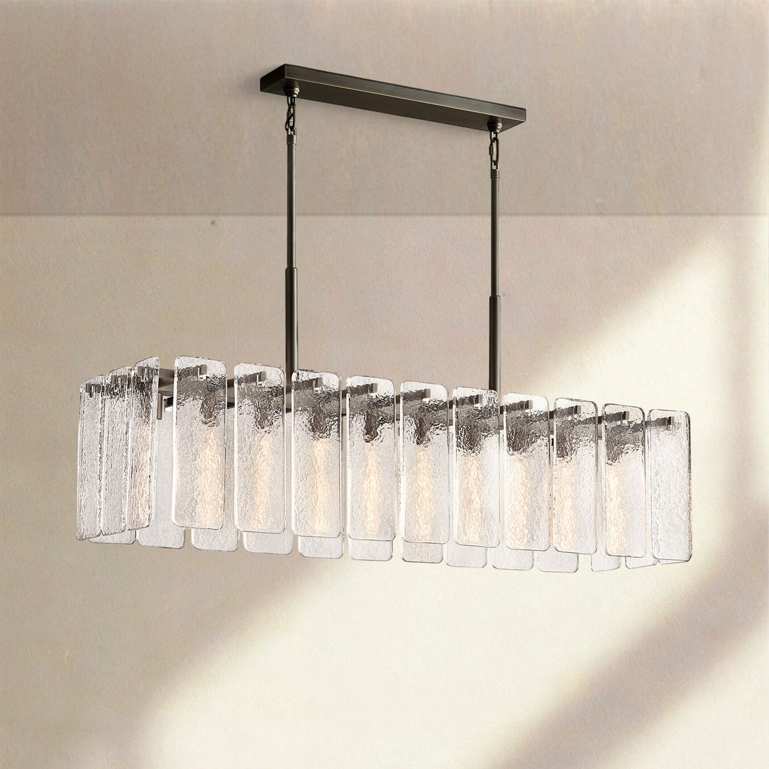 Calametta Glass Rectangular Chandelier 60" 72" - Camilalamps - CA-CALAM-GL-1