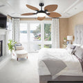 Ceiling Fans with Lights Palm Leaf Ceiling Fan for Patios Porch 6 Speeds, Reversible 52
