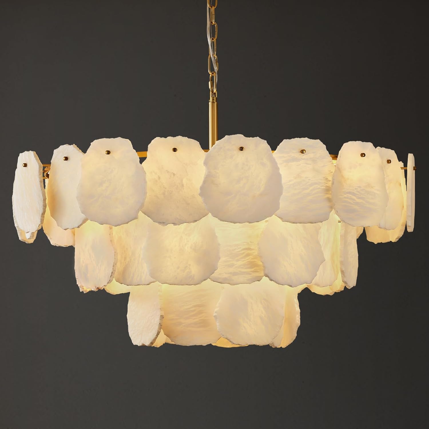 Luxury Alabaster Chandelier – 32" D, 15‑Bulb Natural Spanish Stone Light Fixture - Camilalamps - CA-B0FJG42QFJ