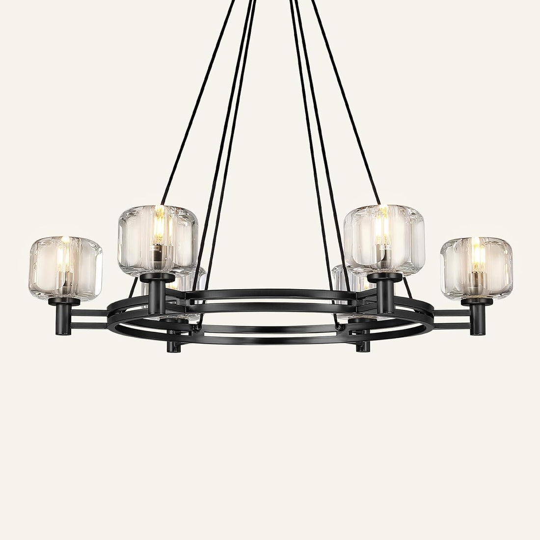 Black Round 36" K9 Crystal Chandelier with Adjustable Height - Camilalamps - CA-B0F28LX3LG