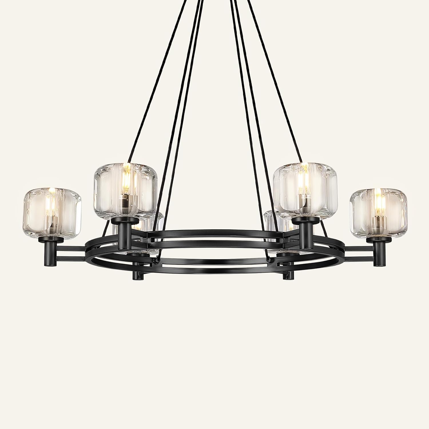 Black Round 36" K9 Crystal Chandelier with Adjustable Height - Camilalamps - CA-B0F28LX3LG