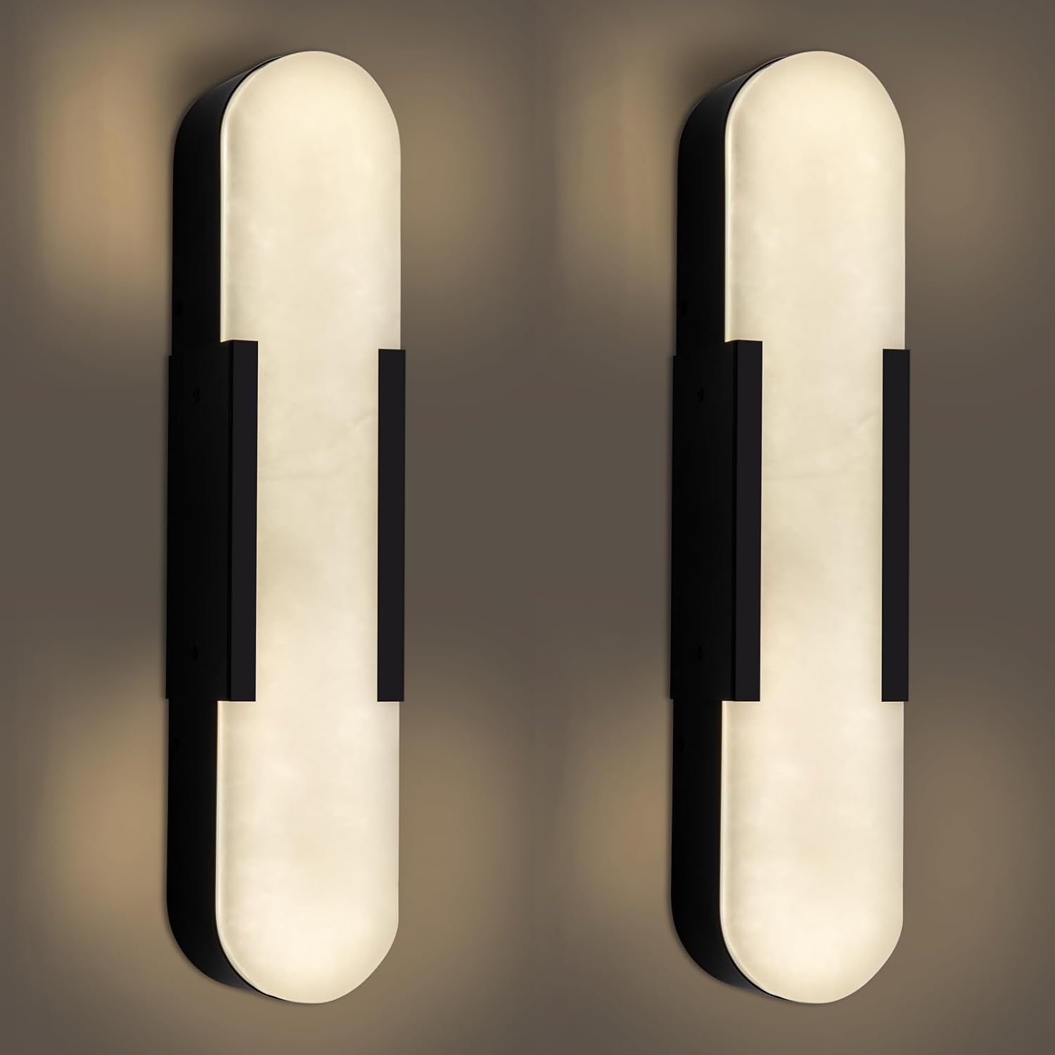 Elegant Black Alabaster Marble Wall Sconce Set of 2 - Camilalamps - CA-B0D83CDMCY
