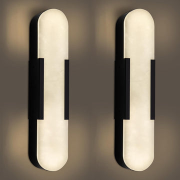 Elegant Black Alabaster Marble Wall Sconce Set of 2 - Camilalamps - CA-B0D83CDMCY