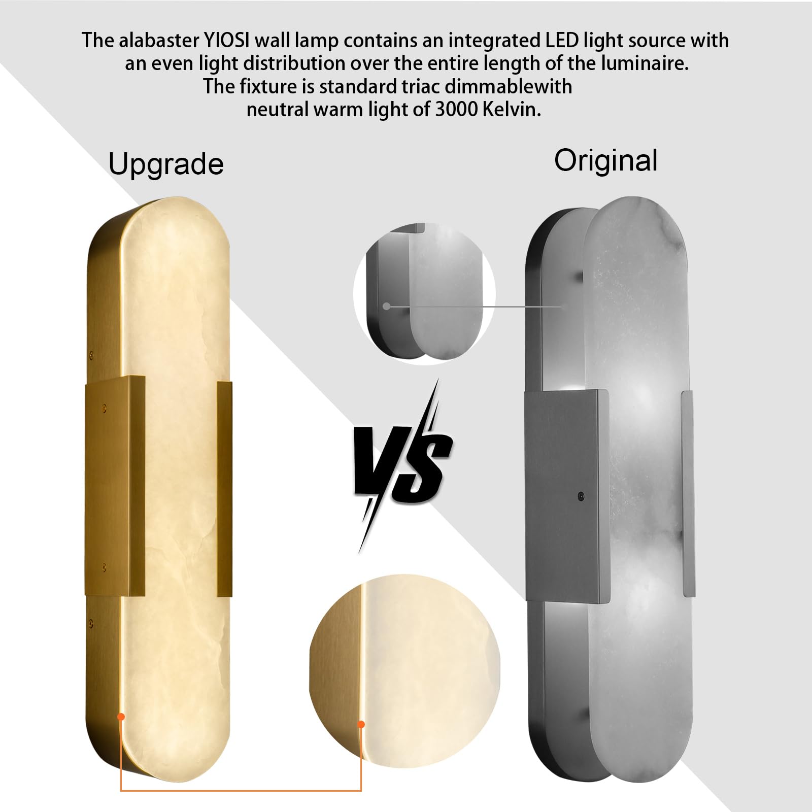 19.7'' Wall Sconces Set of 2, Natural Alabaster Wall Light, Indoor Vanity Light Fixtures for Bathroom,Black Bedside Wall Lamp Perfect for Hallway, Living Room,Bedroom,Stairs(Gift Bulb) - Camilalamps - B0CHYF9LZM