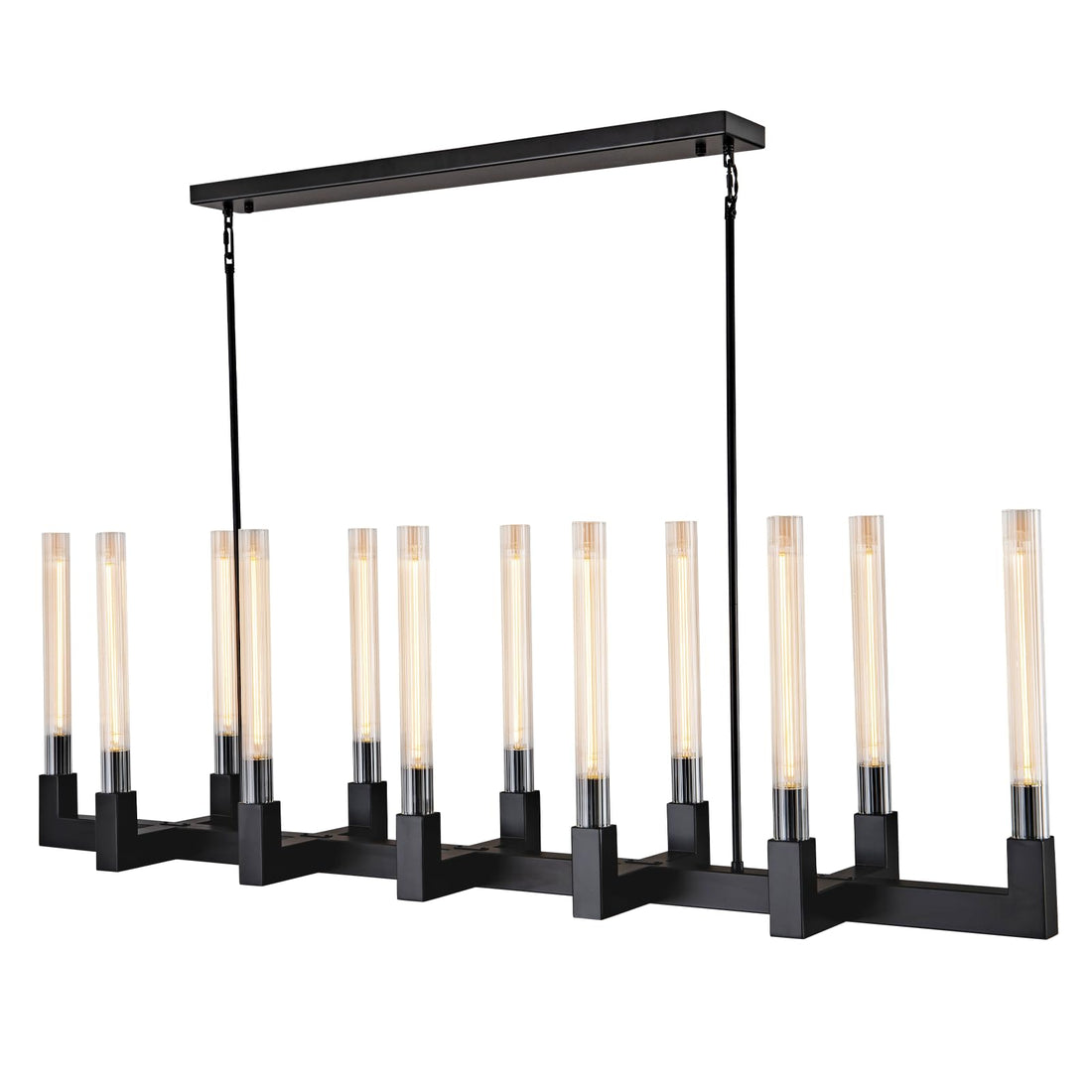 Modern Glass Tube Gold Pendant Lights – Adjustable 4-Light Chandelier for Kitchen Island, Dining Room, Bedroom – Farmhouse & Contemporary Style with Included Bulbs