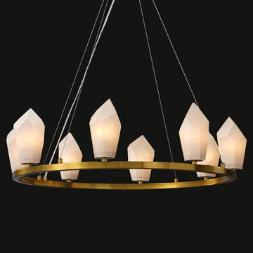 Alabaster 31.5" 8 - Light Round Gold Chandelier with Adjustable Height - Camilalamps - CA-B0FPM48MDF