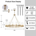 60 Inch Gold Chandelier, Wagon Wheel Chandelier with Glass Shade, 20 - Lights Large Round Modern Farmhouse High Ceiling Pendant Lighting Fixture for Dining Room, Living Room, Kitchen, Foyer - Camilalamps - B0CNRHR35D