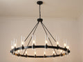60 Inch Gold Chandelier, Wagon Wheel Chandelier with Glass Shade, 20 - Lights Large Round Modern Farmhouse High Ceiling Pendant Lighting Fixture for Dining Room, Living Room, Kitchen, Foyer - Camilalamps - B0CNRHR35D