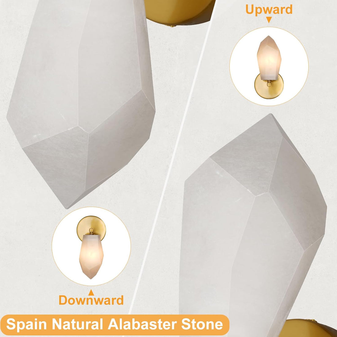 Gold Alabaster Marble Wall Sconce for Modern Living Spaces - Camilalamps - CA-B0FJRFBNMC