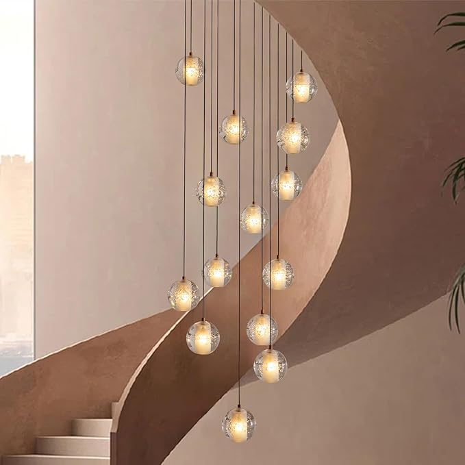Elegant Gold Crystal 14 - Light Adjustable Staircase Chandelier for Modern Homes - Camilalamps - CA-B0D6BL5C88