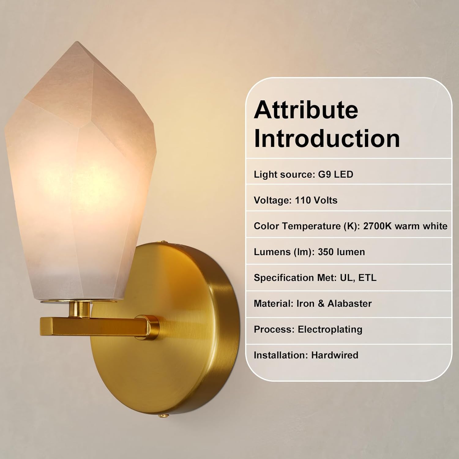 Gold Alabaster Marble Wall Sconce for Modern Living Spaces - Camilalamps - CA-B0FJRFBNMC