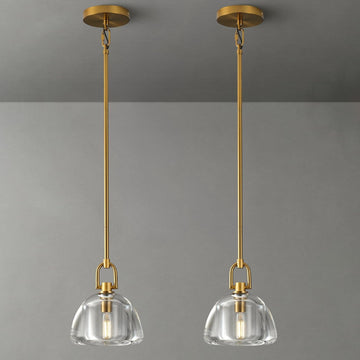 7 - inch Glass Brass Pendant Light with Adjustable Height – 2 Pack - Camilalamps - CA-B0FHV9CDJX