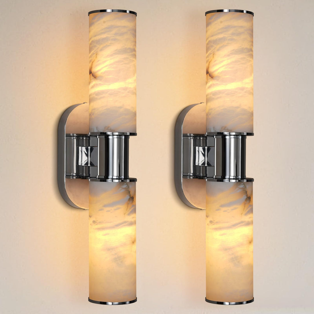 Alabaster Wall Sconce, 22" Brass Bathroom Wall Sconce, Modern Wall Lights Spanish Natural Marble Sconces Lamps for Bedroom, Living Room, Hallway, Stairs, Vanity, Indoor(Gold)