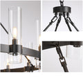 60 Inch Gold Chandelier, Wagon Wheel Chandelier with Glass Shade, 20 - Lights Large Round Modern Farmhouse High Ceiling Pendant Lighting Fixture for Dining Room, Living Room, Kitchen, Foyer - Camilalamps - B0CNRHR35D