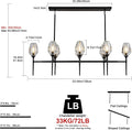 Modern Black 8 - Light 52in Rectangle Crystal Pendant Chandelier for Dining - Camilalamps - CA-B0DD45QJZT
