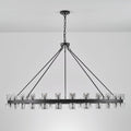 48 Inch Black Wagon Wheel Chandelier with Crystal Shade, 48 Lights, Modern Farmhouse Style, Ideal for Dining Room, Kitchen, Entryways - Camilalamps - B0DPJY8R54