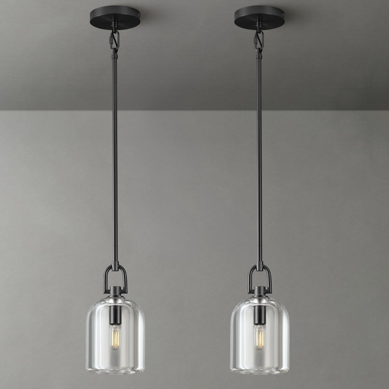 Black Crystal Hemisphere Pendant Light, Kitchen Pendant Lighting Over Island, Farmhouse Pendant Light for Indoor Kitchen Island Dining Room Living Room Bedroom Bathroom, E12 Bulb Included
