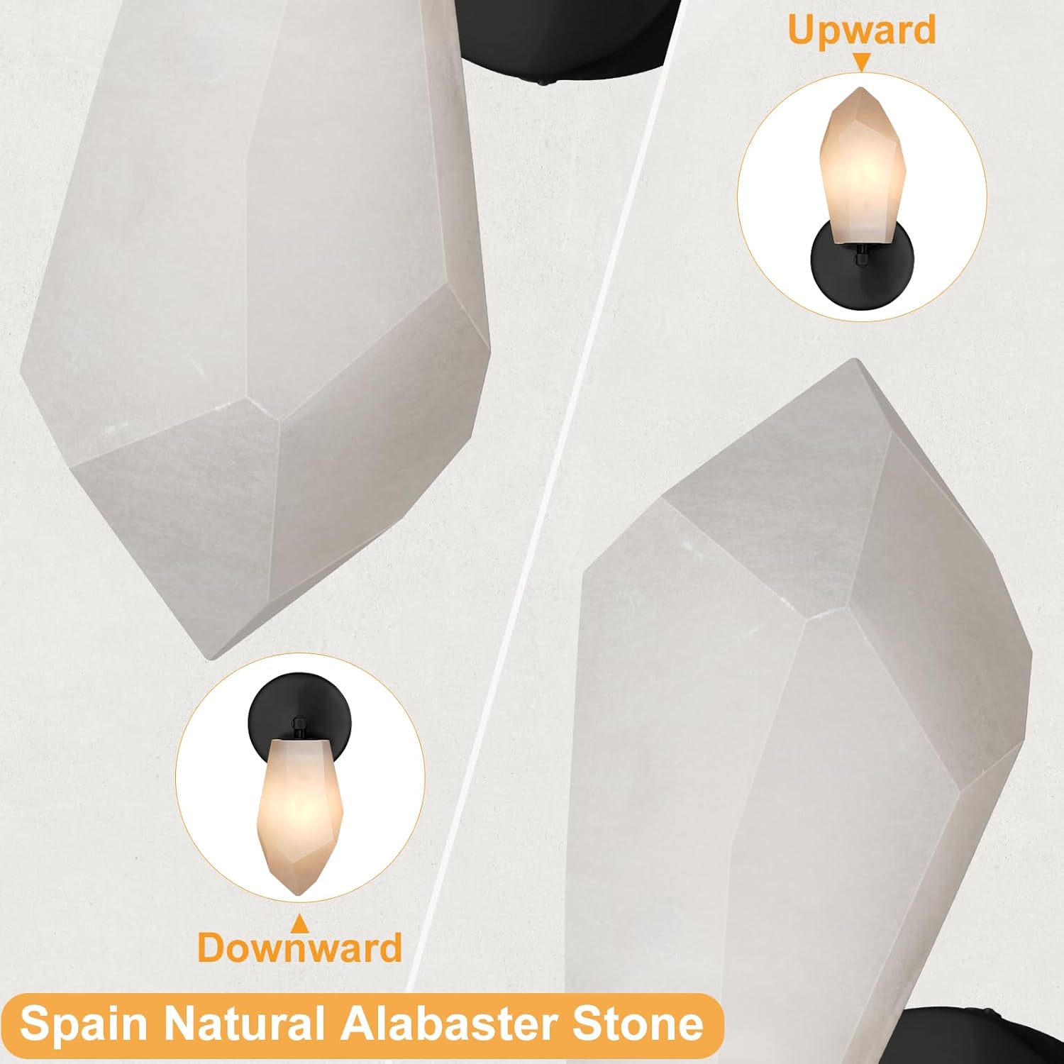 Elegant Black Alabaster Wall Sconce with Dimmable LED Light - Camilalamps - CA-B0FJRHJ1K9