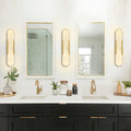 19.7'' Wall Sconces Set of 2, Natural Alabaster Wall Light, Indoor Vanity Light Fixtures for Bathroom,Black Bedside Wall Lamp Perfect for Hallway, Living Room,Bedroom,Stairs(Gift Bulb) - Camilalamps - B0CHYF9LZM