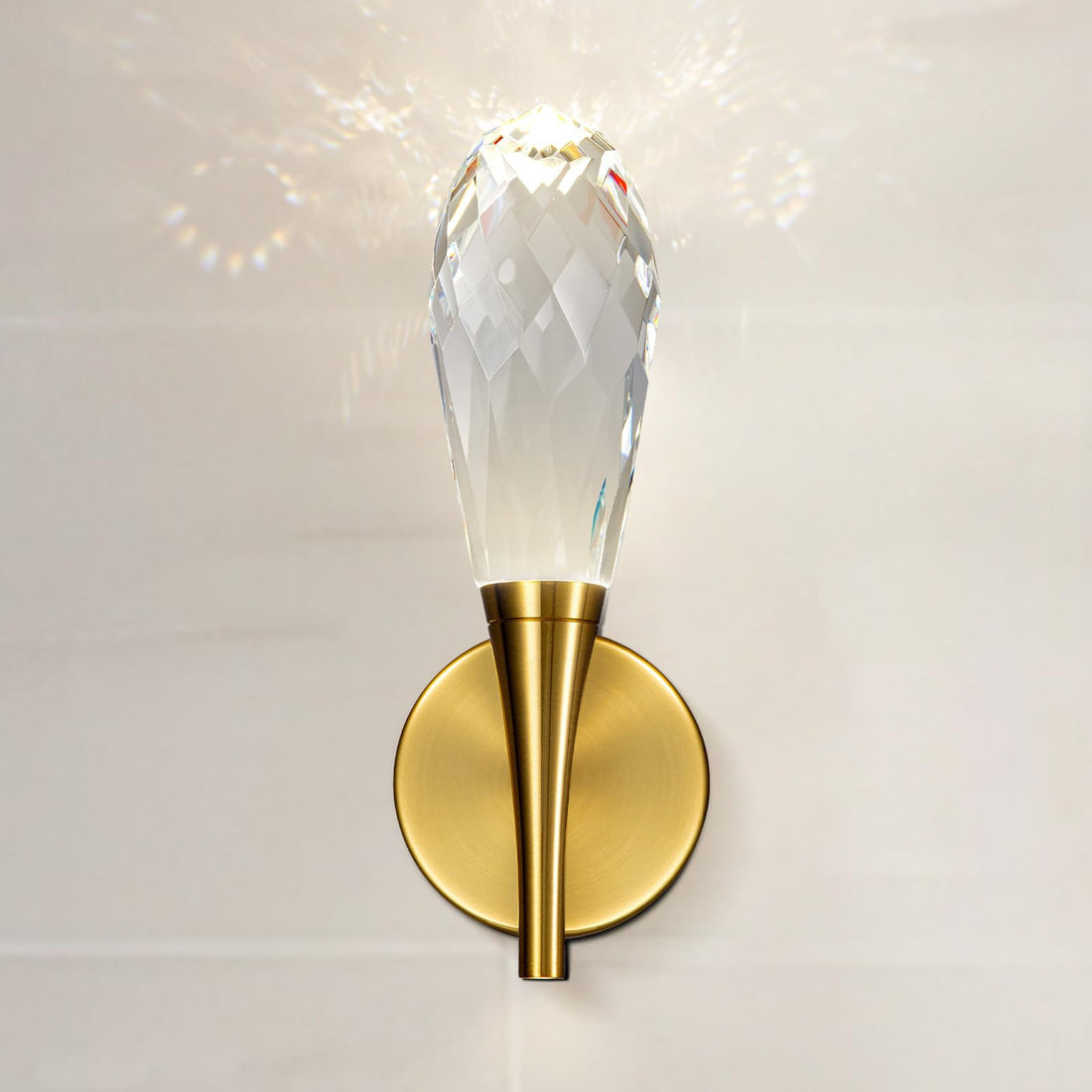 Gold Sconces Wall Lighting - Crystal Wall Sconces, Modern Bathroom Vanity Mirror Light, Dimmable LED Wall Sconce Light for Hallway, Living Room, Bedroom (Gold, 2PC)