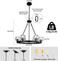Black Wagon Wheel Crystal Chandelier 23 - Inch 6 - Light Farmhouse - Camilalamps - CA-B0F9KBWFBV