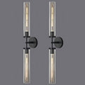 Black Brass Glass Double Wall Sconce Set 30