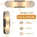 19.7'' Wall Sconces Set of 2, Natural Alabaster Wall Light, Indoor Vanity Light Fixtures for Bathroom,Black Bedside Wall Lamp Perfect for Hallway, Living Room,Bedroom,Stairs(Gift Bulb) - Camilalamps - B0CHYF9LZM